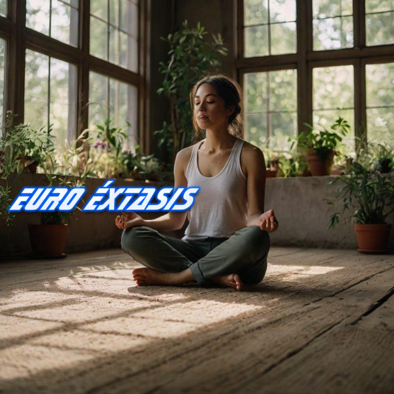 Una persona meditando en un entorno tranquilo, con luz suave y elementos de relajación.