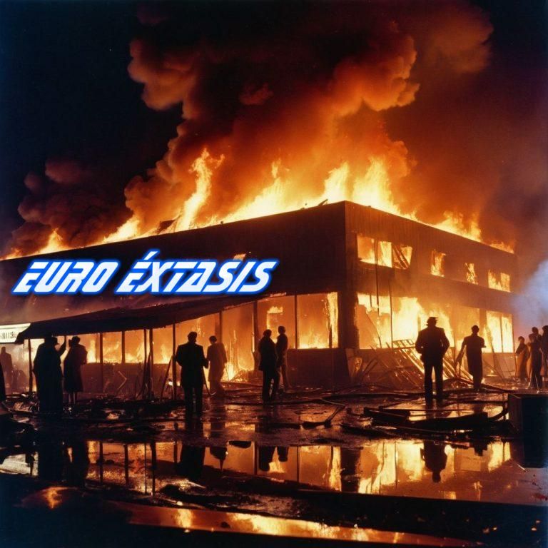 Un club en llamas durante el incendio del Beverly Hills Supper Club de 1977.